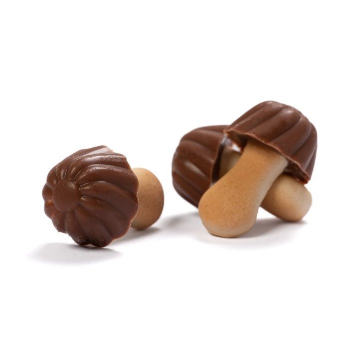 GALLETA CON CHOCOLATE CON LECHE Y CARAMELO (SETAS)